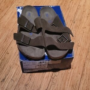 Birkenstock Dark Olive Green Suede Arizona Sandals